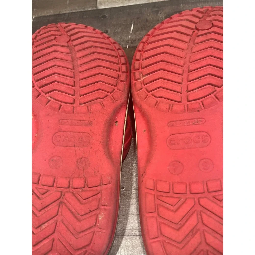 Crocs Crocband Flip Flops Red Unisex Sandals M7 W9 11033 Summer Beach Shoes